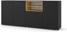 Skrinka Anikka 198 (dub artisan + matná čierna). Akcia -21%. Vlastná spoľahlivá doprava až k Vám domov. 1124850