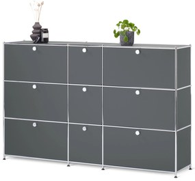Komoda »CN3« s 9 výklopnými dvierkami, sivá