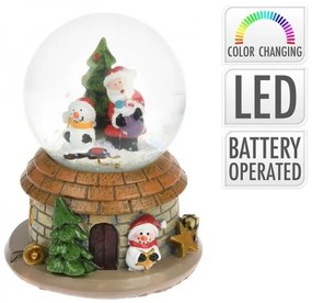 LED vianočná snehová guľa Santa a snehuliak 6,5 cm