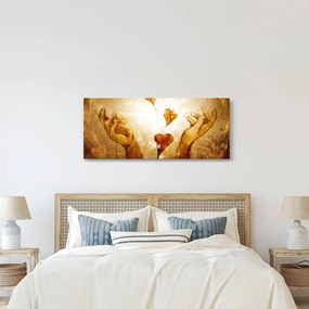 Obraz - Maľba rúk plných lásky (120x50 cm)