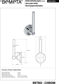 Bemeta Design RETRO chróm: Držiak toaletného papiera, rezervný - 144312032