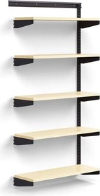 Nástenný regál RELY, prídavná sekcia, laminátové police, 1800x900x300 mm, antracit/buk