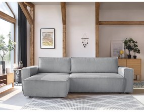 Svetlosivá menčestrová rozkladacia rohová variabilná pohovka Nihad – Bobochic Paris