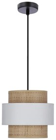 Závesné svietidlo s ratanovým tienidlom v bielo-prírodnej farbe ø 20 cm Rattan – Candellux Lighting