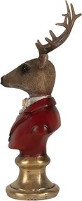 Červeno-hnedá vianočná dekorácia busta jeleň Deer - 10*9*19 cm