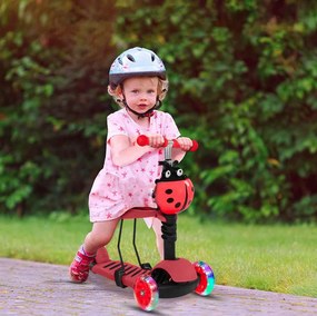 Detská trojkolesová balančná kolobežka s LED kolieskami - lienka