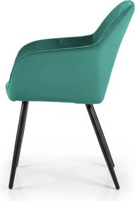 Sada šiestich jedálenských stoličiek DIAMANTE zamatové, fľaškovo zelené / čierne nohy (6 ks)