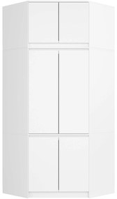 Rohová šatní skříň CLP 100 cm 6D bílá