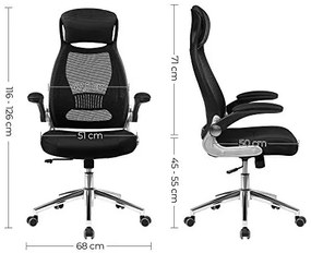 Kancelárska stolička, nastaviteľné opierky, 117-126,5x66cm, čierna