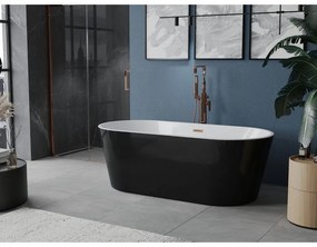 Mexen Luna, voľne stojaca vaňa 140 x 75 cm, biela/čierna, medený matný prepad, 52031407575-65