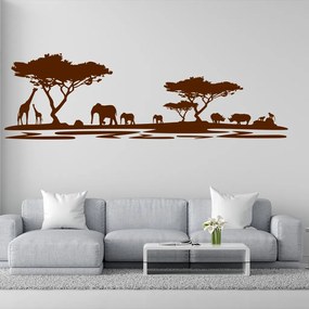 Veselá Stena Samolepka na stenu na stenu Africké safari Farba: hnedá, Veľkosť: 100 x 32 cm