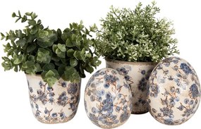 Keramický obal na kvetináč s modrými kvetmi Blusia M - Ø 14*14 cm