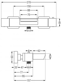 Mexen CUBE termostatická vaňová batéria, zlatá, 77360-50