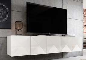 Závesný TV stolík Asha 200 cm - biely mat