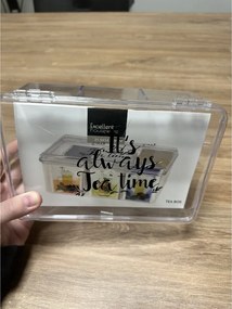 VILDE 2. akosť - Krabička na čaje, organizér so 6 priehradkami, transparentný TEA