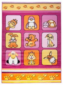 Detský kusový koberec Animals ružový 100x160cm