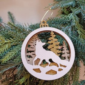 DECOLED Ozdoba, vlk, 8,5 cm, drevená