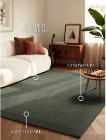 Tmavozelený ručne tkaný koberec s prímesou vlny 80x150 cm Kari – Villeroy&amp;Boch