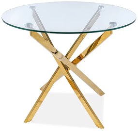 Jedálenský stôl Alix (sklo + zlatá) (pre 4 osoby). Vlastná spoľahlivá doprava až k Vám domov. 1049855