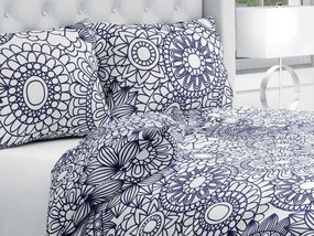 Biante Bavlnené posteľné obliečky Sandra SA-274 Tmavo modré mandaly na bielom Predĺžené 140x220 a 70x90 cm