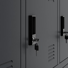 Kovová BHP desiatová skrinka MARCIN, 900 x 1850 x 400 mm, antracitová