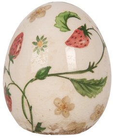 Keramické dekoračné vajíčko s jahôdkami Wild Strawberries S - Ø 7*9 cm