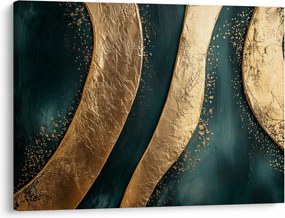 Obraz - Zelená abstrakcia so zlatom I. (70x50 cm)