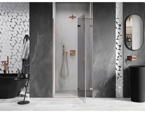 Mexen Lunar, pravé otočné sprchové dvere 115 cm, 8mm číre sklo, ružové zlato profil, 834-115-000-60-00-P