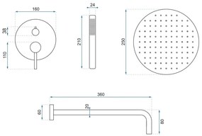 Rea Lungo Grip, podomietková sprchová súprava + BOX montážny systém, medená matná, REA-P5651
