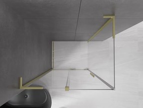 Mexen Velar L, sprchový kút s posuvnými dverami 110 x 80 cm, 8mm číre sklo, zlatá matná, 871-110-080-03-55