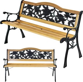JU Záhradná lavička 125 x 52 x V 78 cm, motív ruže, borovica