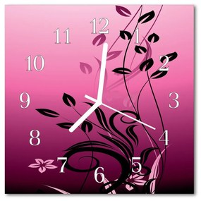 Sklenené hodiny štvorcové Kvety umenie 30x30 cm