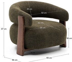 Zelené ženilkové kreslo Granite – Kave Home