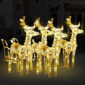 Vianočná dekorácia so sobmi a saňami 240 LED akryl 3100419