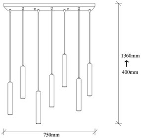 Luster TEMPO na lane 7xE27/40W/230V, zlatý