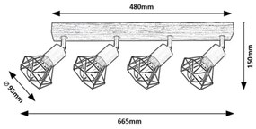 Rabalux 3140 - Bodové svietidlo ZEUS 4xE14/40W/230V dub
