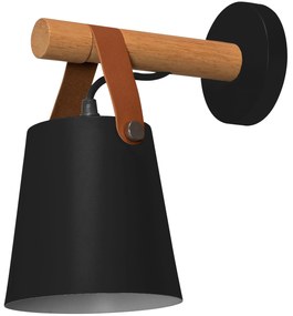 Toolight - Kovová nástenná lampa s čiernym pásikom 1xE27 60W APP466-1W , čierna-hnedá, OSW-00902