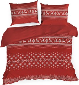 VIANOČNÉ OBLIEČKY Z MIKROVLÁKNA NOEL2 200X220 CM, 2KS 70X80 CM ČERVENÉ