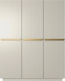 Skriňa Nicole 150 cm s ukrytými zásuvkami - kašmírová / zlaté úchytky