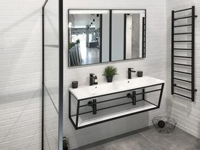 Sapho Sapho, SKA konzola pod umývadlo so zásuvkou 750x850x460mm, čierna mat/biela lesk, SKA602