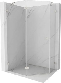 Mexen Lunar, päťuholníkový sprchový kút naklápací doľava 90 x 80 cm, 8mm číre sklo, oceľový profil, 831-090L-080P-97-00-L