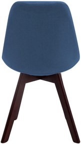 Stolička Borne V2 látka (SET 4 ks), drevené nohy orech - Modrá