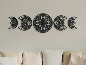 drevko 5-dielna mandala na stenu Rozmer obrazu: 18,5 x 65 cm, Farba dekorácie: Čierna