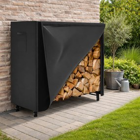 Stojan na drevo s krytom BestBerg BBFR-122C / 122 × 34 × 110 cm / čierna