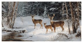 Obraz jeleňová rodina v zime