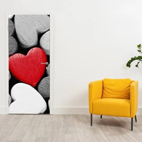 Fototapeta na dvere - Drevené srdiečka (95x205cm)