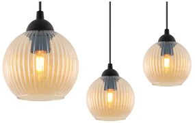 Závesné svietidlo Riffle Round, 4x medové sklenené tienidlo