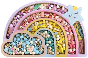Drevené pastelové koráliky - Dúha, 330ks