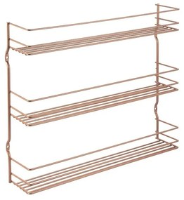 Nástenný regál na koreničky s 3 policami v medenej farbe Metaltex