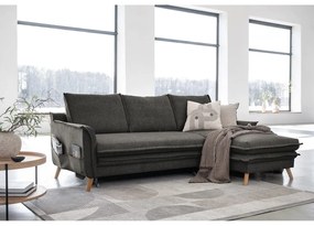 Tmavosivá rozkladacia rohová pohovka (pravý roh) Charming Charlie – Miuform